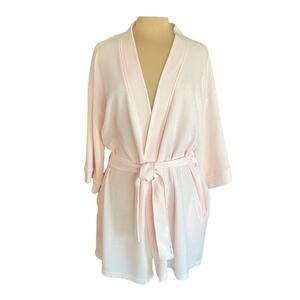 Aegean Apparel Pink Waffle Weave Short Belted Bath Robe Size XL